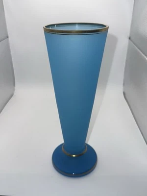 Antique 19th Century French Blue Opaline Glass Vase With Gold Gilt Rim - Image 1 of 4
