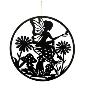 Fairy Metal Garden Outdoor Wall Art Plaque 45cm Diameter. Perfect wall,Fence ect - Picture 1 of 1