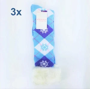 Lot of 3 Knee High Socks Faux Fur S/M Girls blue/purple holiday Xmas Xhilaration - Picture 1 of 4