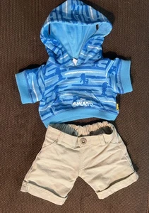 Build A Bear Workshop Smurfs Blue Striped Hoodie & Khaki Pants - Picture 1 of 7