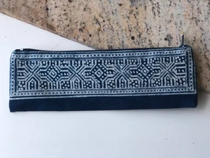 Batik Printed Fabric Pen Case - Travel Pen Case - Dark Blue - Picture 1 of 15