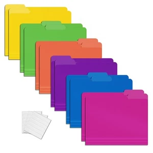 Heavyweight Poly File Folders, 1/3 Cut Tabs, 12 Pack, Assorted Colors, Letter... - Picture 1 of 6