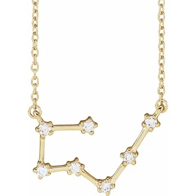 14K Yellow Gold Taurus Constellation Necklace 1/6 CTW Diamond 16–18" Chain - Image 1 of 3