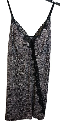 Sexy Vestido Babydoll Delta Burke Negro Blanco Estampado Animal 2X Correas Ajustables B3 Foto 1 de 4