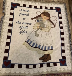 A True Friend Is The Rarest Of Gifts - Angel Tapestry Throw Blanket 50"x 60" - Picture 1 of 12
