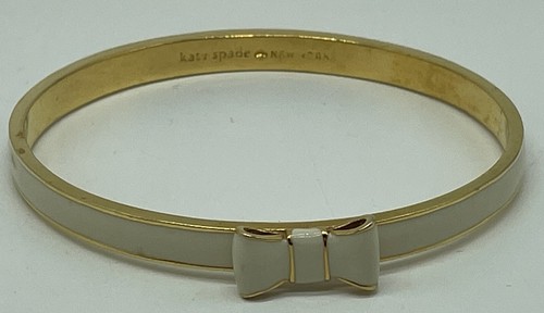 Bracciale Bracciale Vintage Kate Spade Crema Smalto Fiocco Lucidato Firmato Tono Oro