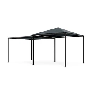 Pavillon erweiterbar 3x3 bis 3x6 m UV30+ Schutz wetterfest verstellbar grau - Bild 1 von 8