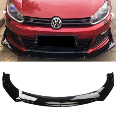 For Volkswagen Golf MK5 MK6 MK7 Front Bumper Lip Spoiler Splitter Glossy Black - Image 1 of 4