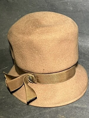 Vintage Henry Pollak NY Zephyr felt wool bucket hat bow net women’s Fashion - Image 1 of 4