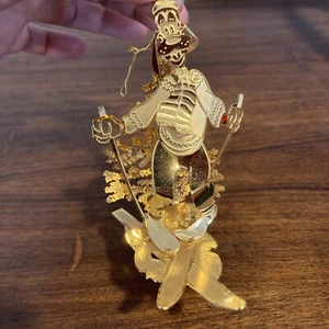 Danbury Mint Disney Gold Plated Christmas Ornament GOOFY ON SKIES - Picture 1 of 6