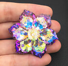 Broche fleur en verre acrylique cristal brillant pour femme violet AB