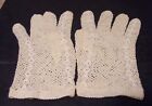 vintage gloves ladies cotton crochet hand made driving shopping off white size 6