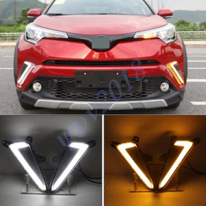 >DRL Fog Lamp Daytime Running Light w/Turn Signal For Toyota C-HR CHR 2018-2019 - Foto 1 di 7