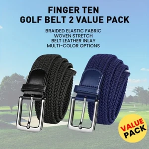 Golf Belts for Men 2 Pack Braided Elastic Fabric Stretch Canvas Woven Belt - Bild 1 von 19