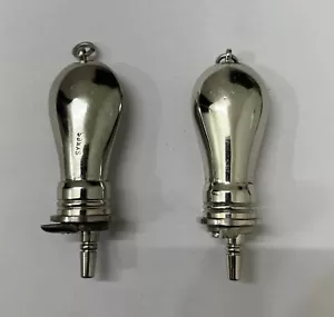 Victorian Style Miniature Brass Nickel Plated Gun Powder Small Bottle Flask 2PC - Picture 1 of 8