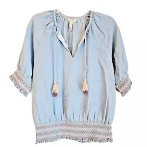 NWT Matilda Jane Womens Maysville Smocked Blouse with Tassels - S - Picture 1 of 17