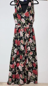 Vestido Disney La Bella y la Bestia Talla L Floral Negro Rosa Transparente Maxi Femenino - Imagen 1 de 20