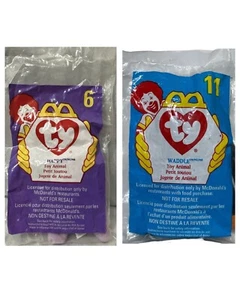 2 Ty Teenie Beanie Baby HAPPY the Hippo #6 Waddle #11 McDonalds Happy Meal Spielzeug - Bild 1 von 9