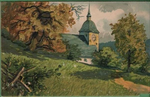 Vintage Antique Postcard Relief County Church Scene - Picture 1 of 4