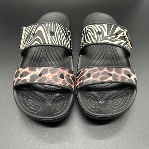 Crocs Classic Animal Remix Zebra and Leopard Print Iconic Comfort Sandals - Picture 1 of 13