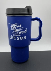 LIFE STAR Logo Helicopter Blue Plastic Travel Mug 16 oz. Aeromedical Transport - Picture 1 of 3
