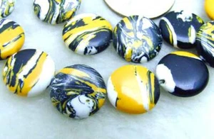 "Cuentas redondas de ágata amarilla multicolor de 16 mm para hacer joyas hágalo usted mismo hebras 15" - Imagen 1 de 4