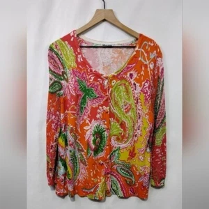 Vintage Nygard Collection Floral Paisley Button Up Sweater Womens XL Artsy Boho - Picture 1 of 8