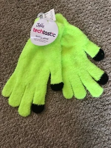 Justice Texting Gloves Techtastic One Size Bright Green NWT - Picture 1 of 4