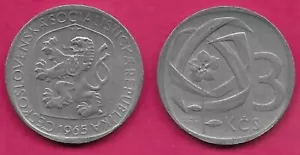 TSCHECHOSLOWAKEI SOZIALISTISCHE REP 3 KORUNY 1965 VZ TSCHECHISCHER LÖWE MIT SOZIALISTISCHEM SCHILD W - Bild 1 von 1