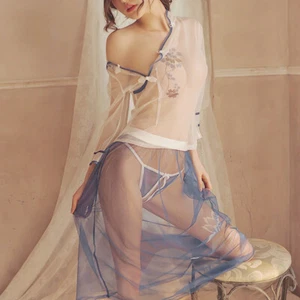 Lencería Sexy Cos Escolar Niñas Cheongsa Encaje Prendas para dormir Cuerda G Vestido Ropa de noche - Imagen 1 de 27