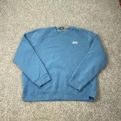 Stussy Basic Logo App. Crew Mens XXL Blue Sweatshirt Embroidered - Image 1 of 4