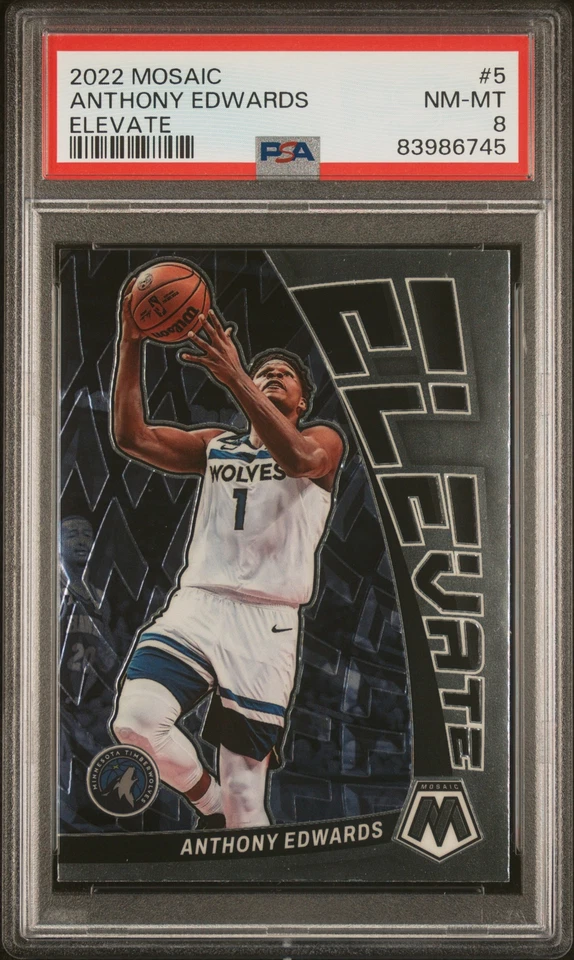 2022 Panini Mosaic Elevate 5 Anthony Edwards - PSA 8 - Image 1 of 2