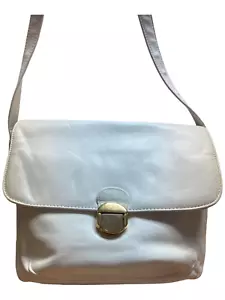 Vintage White Genuine Leather Purse Tote Converts to Shoulder Bag Unbranded READ - Picture 1 of 23