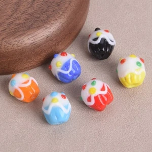 5 piezas Forma de pastel 13x12 mm Hecho a mano Lámpara Vidrio Cuentas Sueltas para Joyería Maing - Imagen 1 de 11
