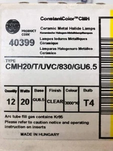 12 Pieces GE 40399 85086 CMH20T/U830GU6.5 20W T4 HID 3000K GU6.5 M156/E - Picture 1 of 2