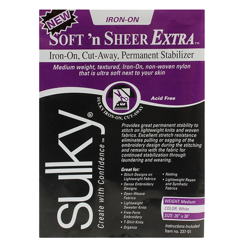 Sulky Soft 'n Sheer Extra Stabilizer - White - 20'' x 1 yd. Pkg - Image 1 of 1
