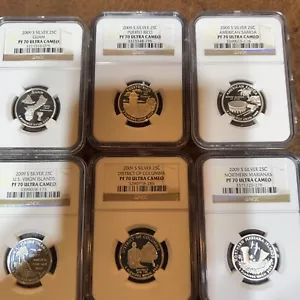 2009 S PROOF SILVER 6 COIN TERRITORIES & DC QUARTER SET NGC PF70 ULTRA CAMEO 25C - Picture 1 of 14