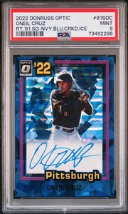 2022 Donruss Optic ONEIL CRUZ Retro '81 Navy Blue Cracked Ice Prizm RC Auto /35