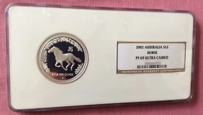 2002 Australia Lunar Proof Year of Horse Silver 2 Oz  NGC PF69 UC  - Image 1 of 2