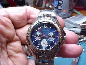 NICE USED MANS NAUTICA BLUE DIAL WATCH MULTI-FUNCTION DIAL 38MM - Picture 1 of 6