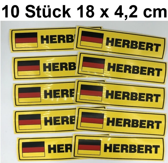 10x STICKER NAME HERBERT AUFKLEBER AUTOAUFKLEBER AUTO DEUTSCHLAND NAMENSSCHILD - Bild 1 von 1