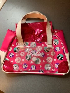 Barbie Pink Vinyl Hand Bag Purse Carrier With Pets Animals Dogs Print - Picture 1 of 7