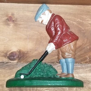 Vintage Golfer Golf Türstopper oder Buchstütze lackiert Gusseisen - Bild 1 von 6