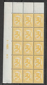 Finland 1921, 75 p Arms stamp BLOCK of 15 with margial inscription. NH #109 - Picture 1 of 1