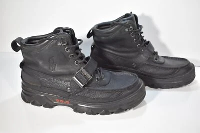 Botas de Combate Polo By Ralph Lauren Heworth Para Hombre Talla 11D Cuero Con Cordones Negras Foto 1 de 4