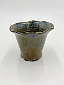 North Carolina pottery 3" Mini Vase green earthtones handmade glazed cup bowl - Picture 1 of 3
