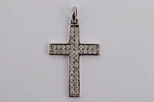 Anhänger Kreuz weiße Zirkonia/ Glas 4,1 gr. 925er Silber 582 - Bild 1 von 4