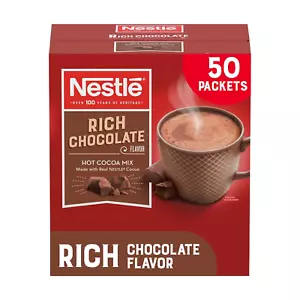 Nestle Hot Cocoa Chocolate Packets 50 Count 0.71 Oz Each Rich Flavor - Picture 1 of 10
