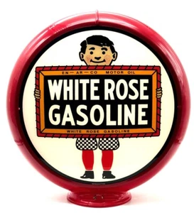 WHITE ROSE GASOLINE 13.5" Gas Pump Globe - SHIPS FULLY ASSEMBLED! MADE IN USA!! - Picture 1 of 18
