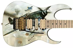 Guitar Skin Axe Wrap Re-skin Bass Reface DIY War Planes Shot Down in Flames 648 - Picture 1 of 12